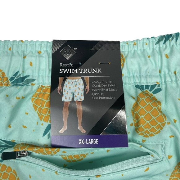 Member's Mark Swimming Trunks Quick Dry UPF 50 4-Way Stretch w/ Liner Pineapple - Picture 8 of 10